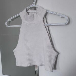 Zara Knit Ribbed High Neck Halter Top